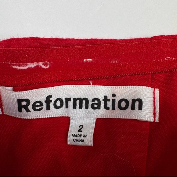 Reformation Buttercup Dress Women's Size 2 Red Organic Cotton Strapless Stretch - Picture 4 of 11